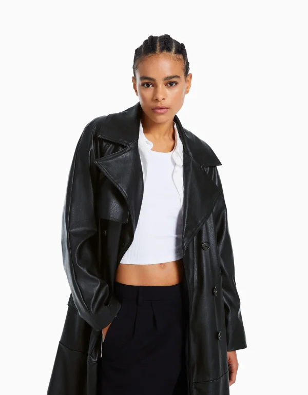 Discount Abrigo trench efecto piel MUJER Trench y abrigos