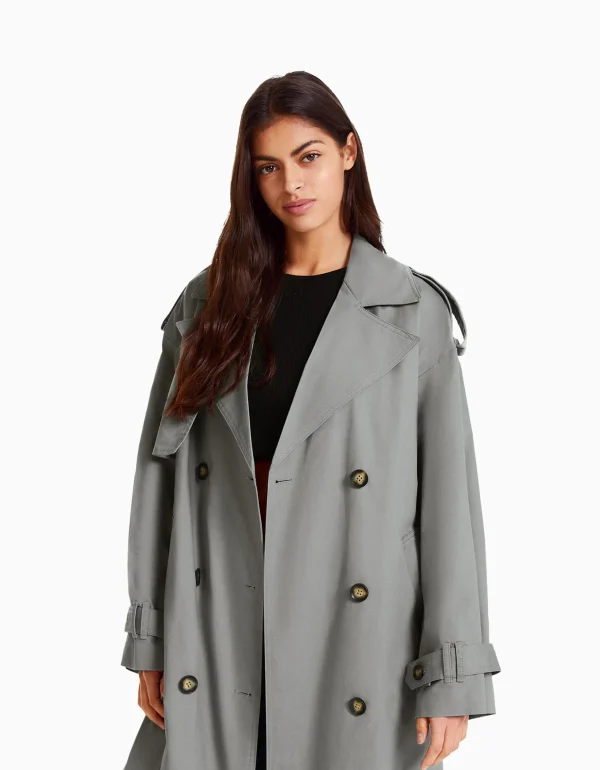 Discount Abrigo trench oversize algodón MUJER Trench y abrigos