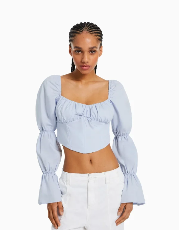 Flash Sale Blusa corsé cropped manga larga MUJER Corsé