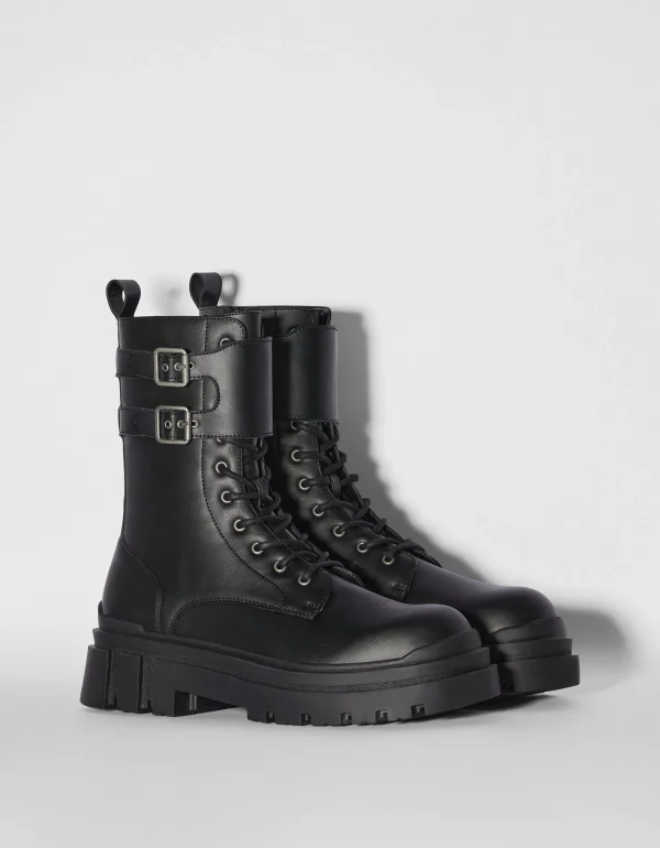 Online Botas acordonadas detalle hebillas hombre HOMBRE Botines