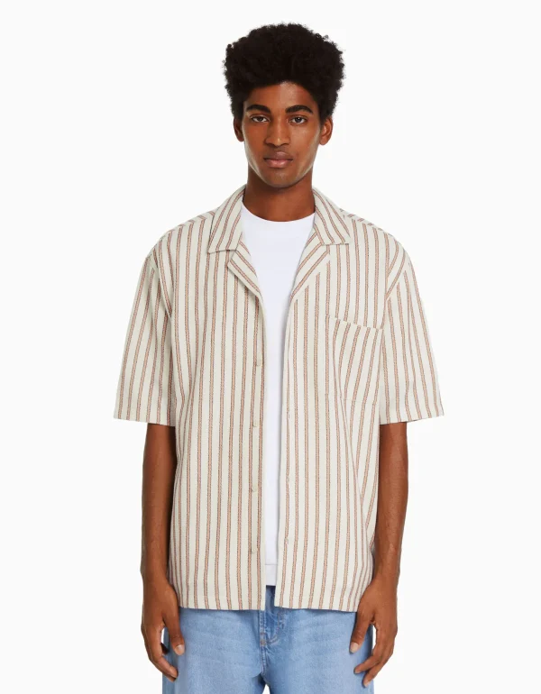 Best Camisa manga corta rústica rayas HOMBRE Camisas