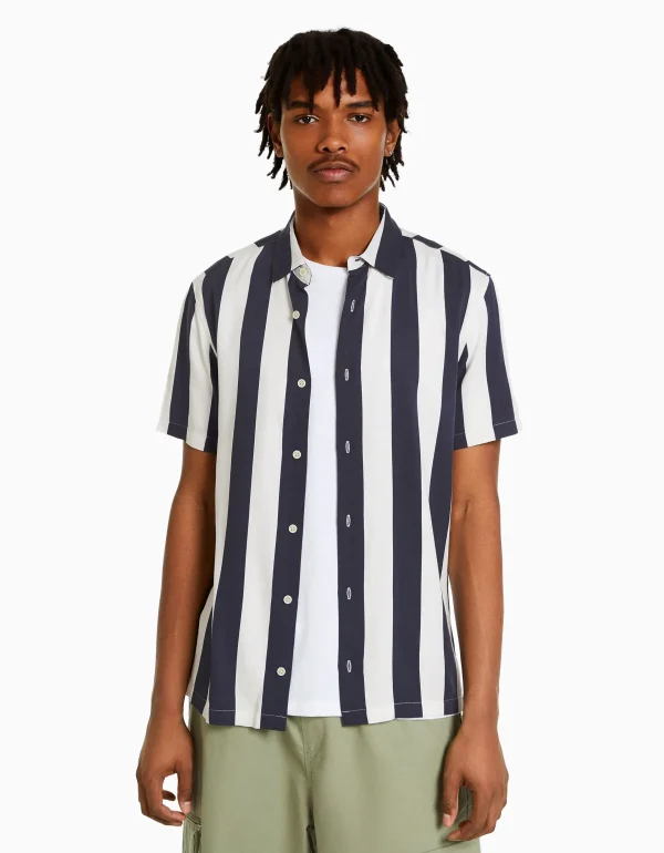 Best Camisa manga corta sarga rayas HOMBRE Camisas