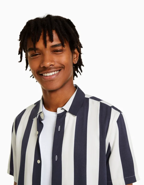 Best Camisa manga corta sarga rayas HOMBRE Camisas