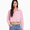 Outlet Camisa manga larga cropped popelín MUJER Camisas y blusas