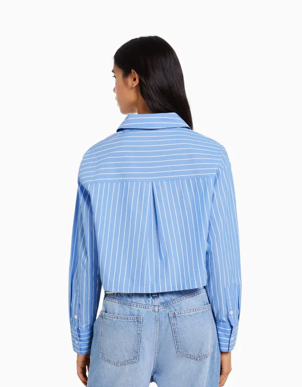 Discount Camisa manga larga cropped popelín MUJER Camisas y blusas