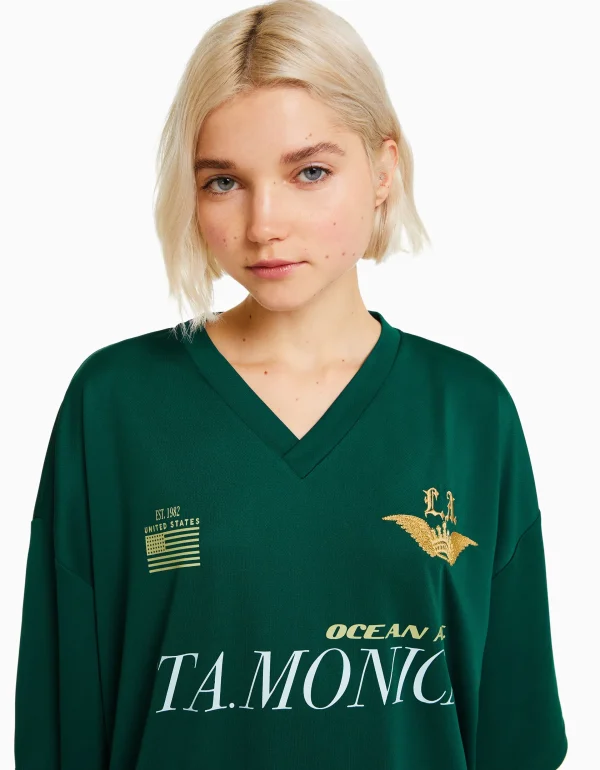 Flash Sale Camiseta manga corta cuello polo fútbol MUJER Varsity