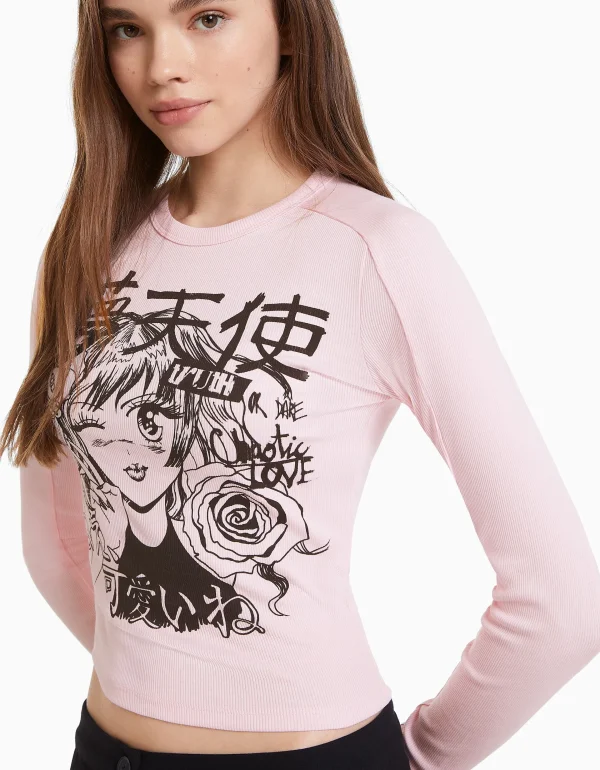 Hot Camiseta manga larga print anime MUJER Camisetas