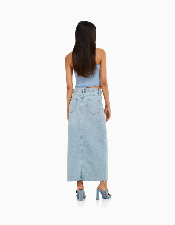 Flash Sale Falda denim larga MUJER Faldas