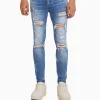 Hot Jeans skinny rotos pintura HOMBRE Denim