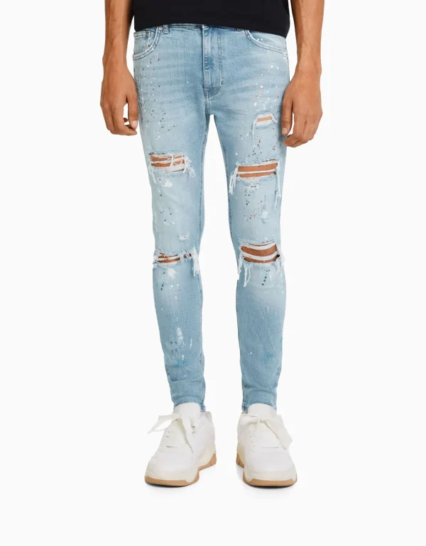 Sale Jeans skinny rotos pintura HOMBRE Denim