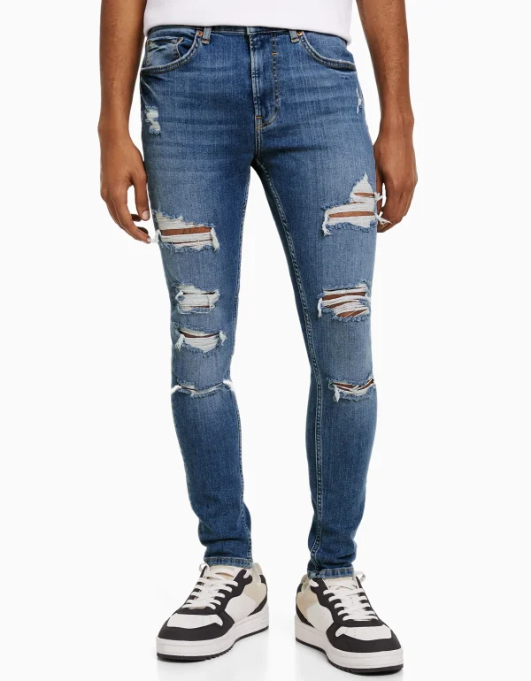 Best Sale Jeans super skinny rotos HOMBRE Denim