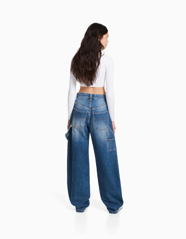 Cheap Jeans wide leg balloon carpenter detalle MUJER Jeans