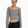 Best Sale Jersey cuello pico cropped MUJER Punto