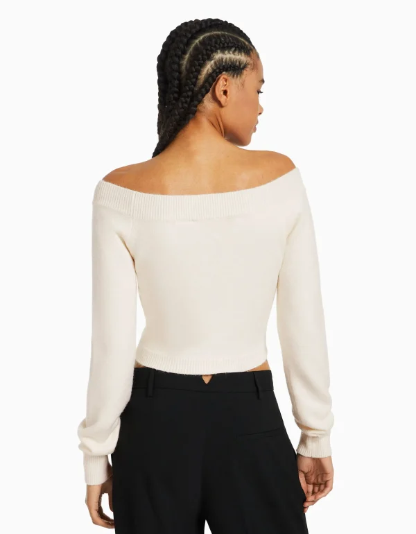 Best Sale Jersey cuello pico cropped MUJER Básicos