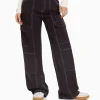 Cheap Pantalón cargo low waist algodón hilo contraste MUJER Básicos