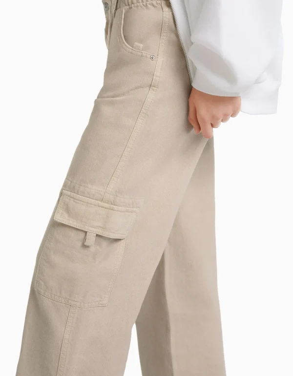 Flash Sale Pantalón cargo straight sarga goma cintura MUJER BSK Teen