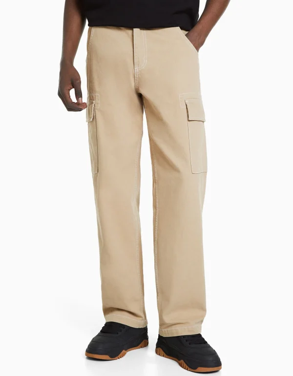 Sale Pantalón wide cargo hilo contraste HOMBRE Pantalones