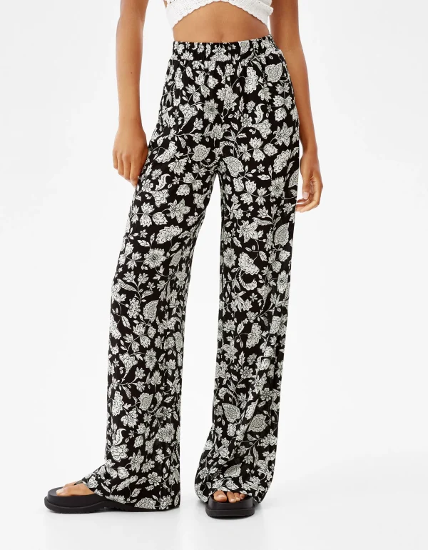 Best Pantalón wide leg bámbula print flores MUJER PORCENTAJES