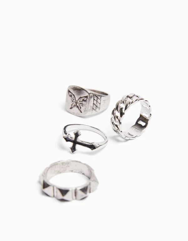 Clearance Set 4 anillos HOMBRE Bisutería