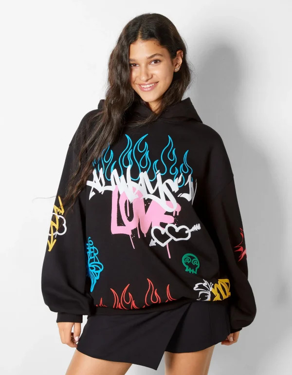 Cheap Sudadera capucha print grafiti MUJER Sudaderas