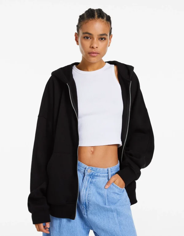 Online Sudadera cremallera capucha oversize MUJER Básicos