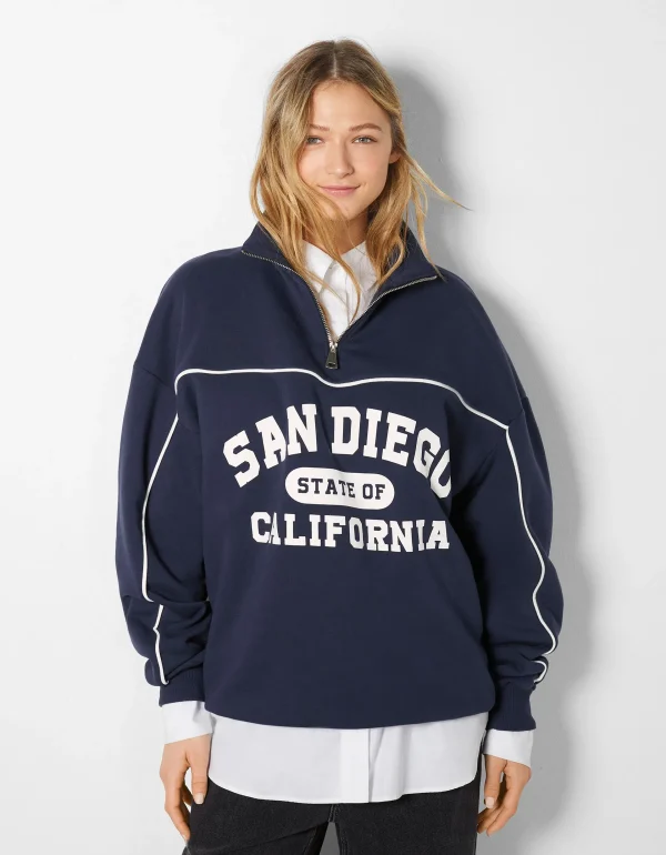 Fashion Sudadera cuello alto cremallera print San Diego MUJER BSK Teen