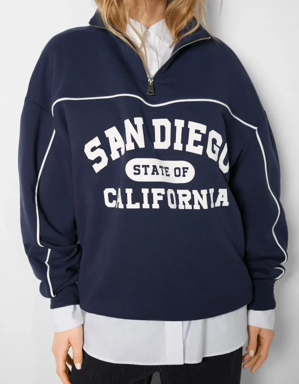 Fashion Sudadera cuello alto cremallera print San Diego MUJER BSK Teen