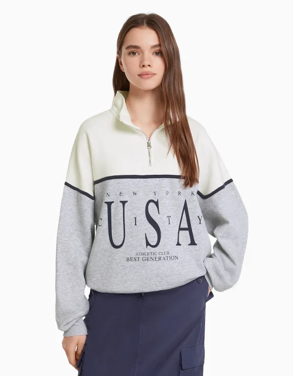 Best Sudadera cuello alto print MUJER BSK Teen