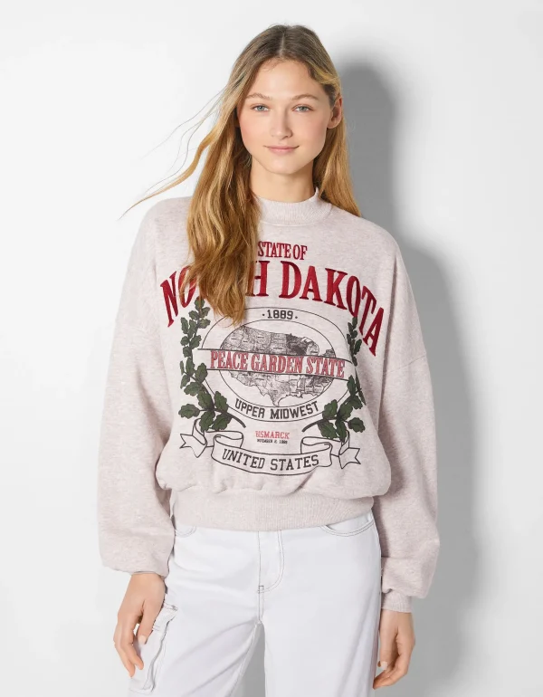 Online Sudadera print bordado MUJER BSK Teen