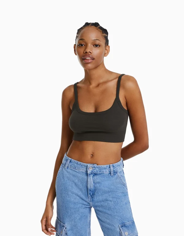 Cheap Top tirante ancho cropped MUJER Tops y corsé